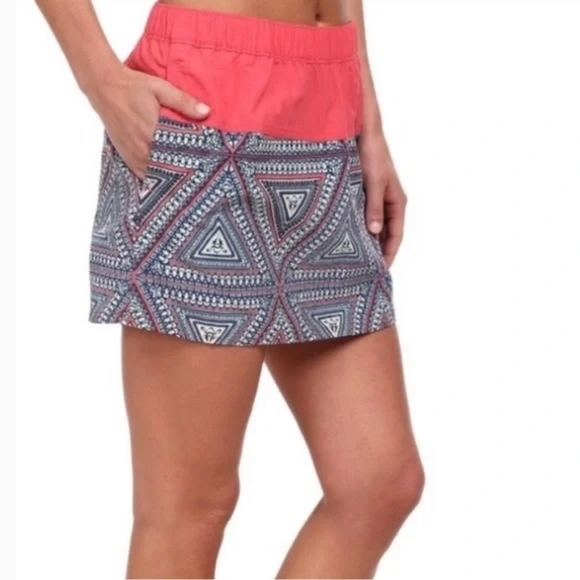Patagonia Dresses & Skirts - Patagonia Aztec Baggies Mini Skirt With Pockets Nylon Coral/Blue Size Small NWOT